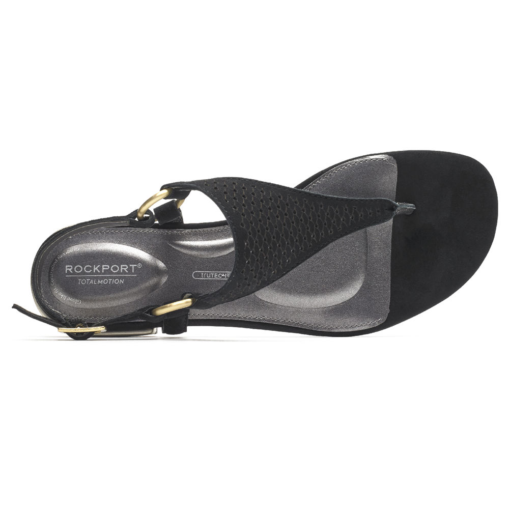 Sandálias Rockport Mulher Pretas - Total Motion Zosia Thong - 78402YPOE